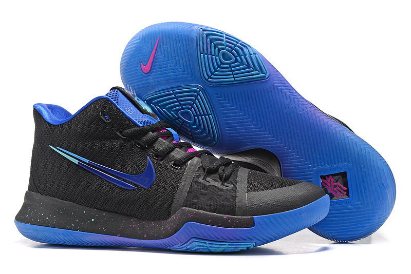 New Nike Kyrie 3 Playoffs Black Blue Pink Shoes